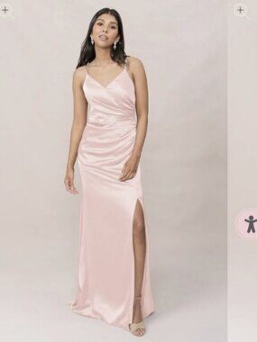 NWT Revelry Rory Satin Blush - 705 Petite Maxi Dress sz - 0